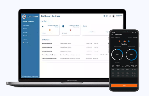 Logmaster electronic work diary and fatigue compliance