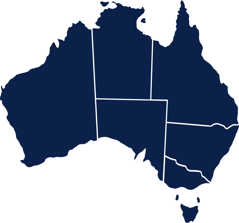 Map of Australia showing state and territory boundaries